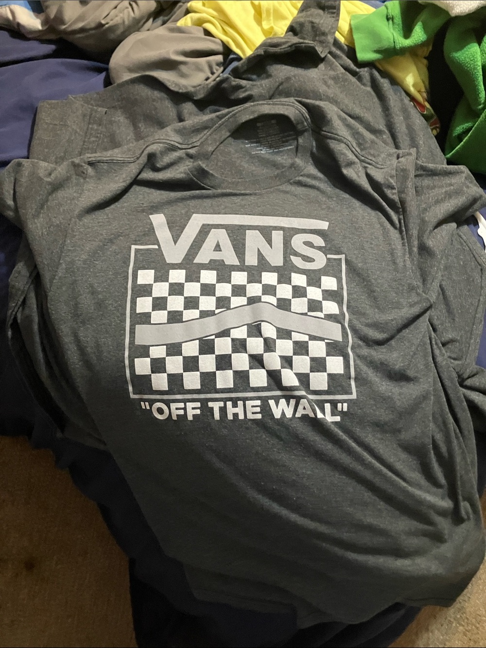 Vans Gray Graphic Tee with White Checkerboard Logo